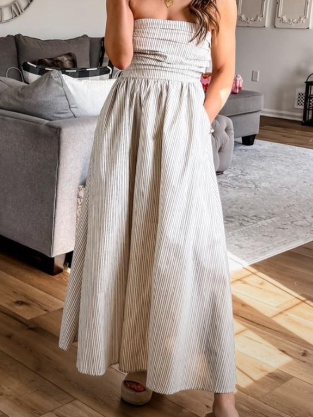NWT Striped Cream Maxi Dress🌻